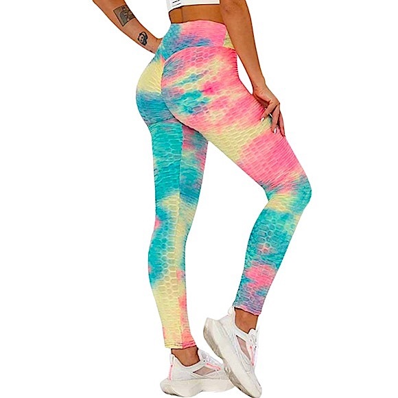 Zrucci size large pastel tie dye honeycomb tiktok booty lift leggings NWT - Picture 2 of 16